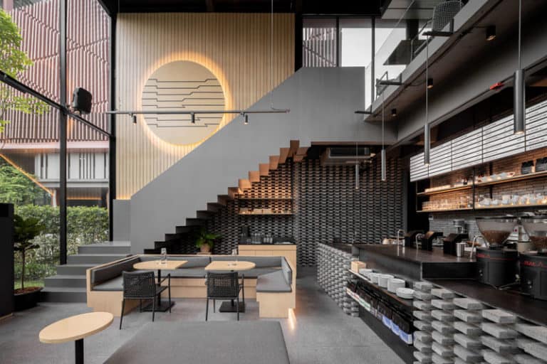 deisgn interior industrial cafenea accente lemn